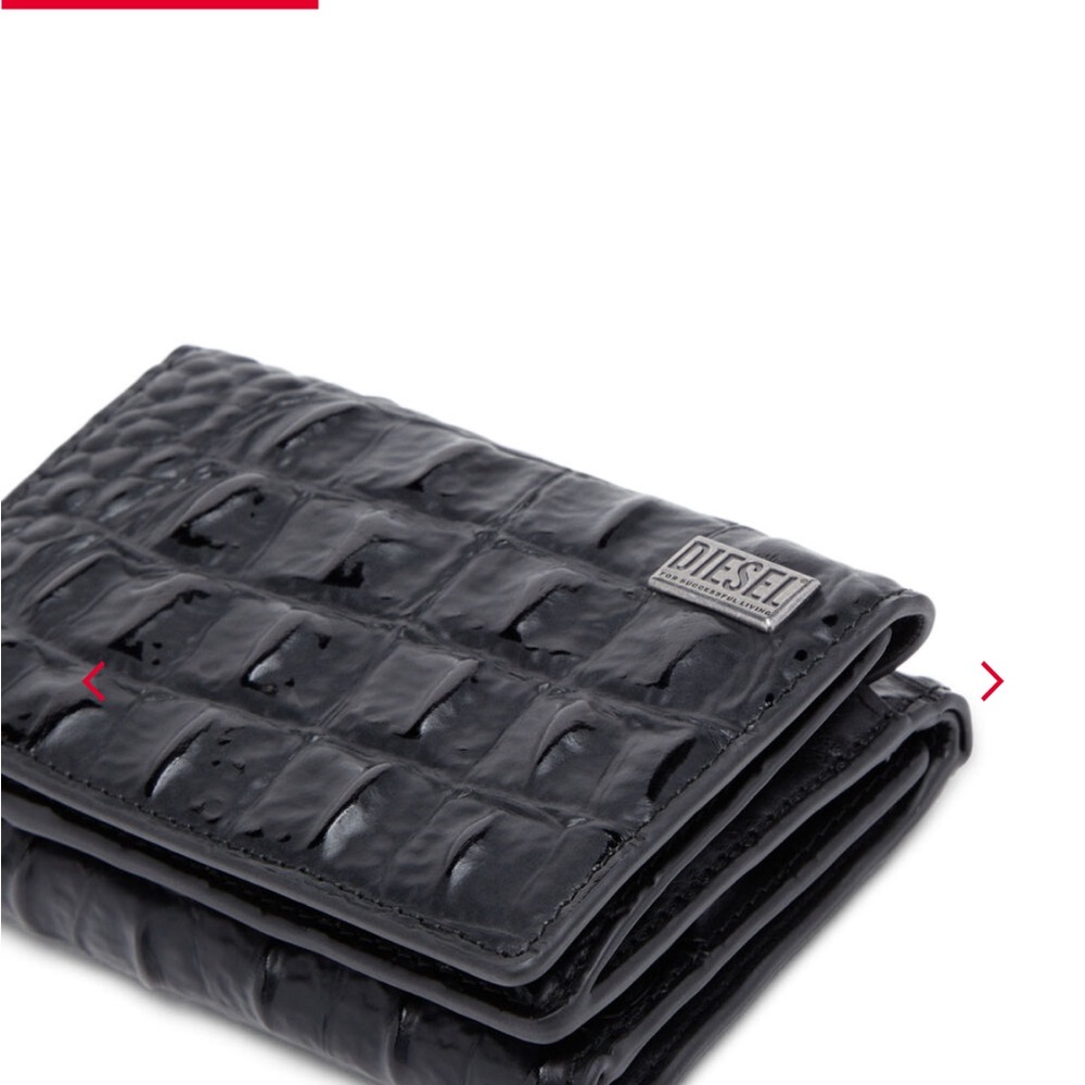 Diesel Black Croc-Embossed Wallet